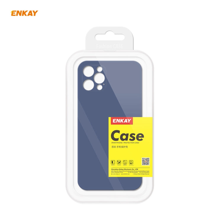 For iPhone 12 Pro Hat-Prince ENKAY ENK-PC069 Liquid Silicone Straight Edge Shockproof Protective Case(Navy Blue) by ENKAY