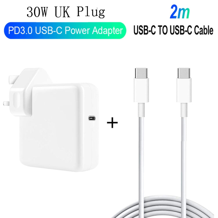 2 in 1 PD 30W USB-C / Type-C + 3A PD 3.0 USB-C / Type-C to USB-C / Type-C Fast Charge Data Cable Set, Cable Length: 2m, UK Plug - USB Charger by buy2fix | Online Shopping UK | buy2fix