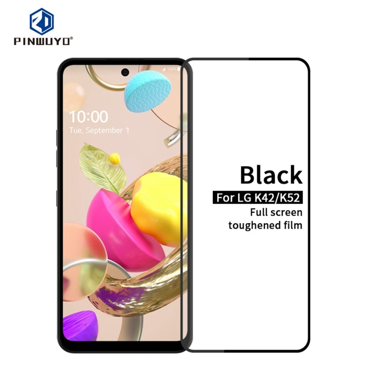For LG K42 / K52 PINWUYO 9H 2.5D Full Screen Tempered Glass Film(Black) - LG Tempered Glass by PINWUYO | Online Shopping UK | buy2fix