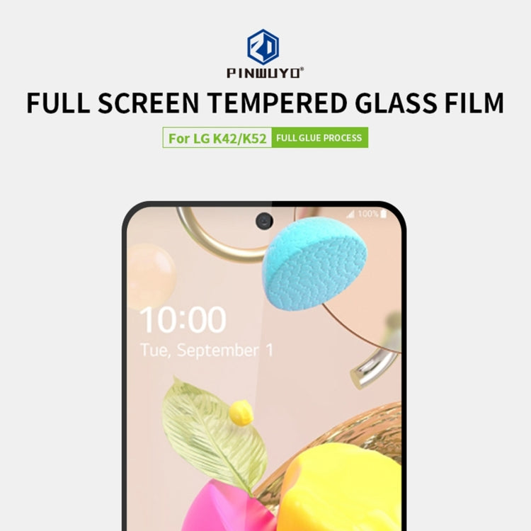 For LG K42 / K52 PINWUYO 9H 2.5D Full Screen Tempered Glass Film(Black) - LG Tempered Glass by PINWUYO | Online Shopping UK | buy2fix