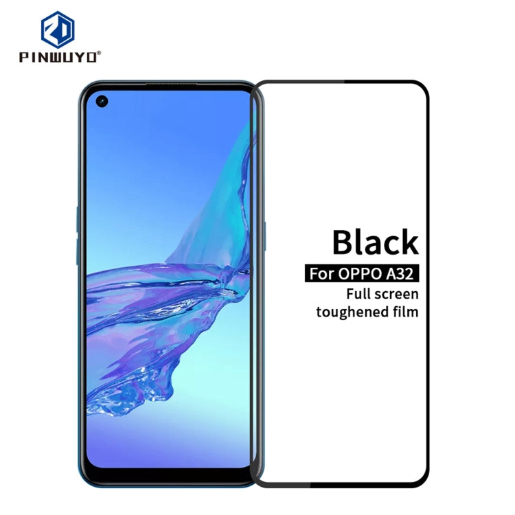 For OPPO A32 PINWUYO 9H 2.5D Full Screen Tempered Glass Film(Black) - OPPO Tempered Glass by PINWUYO | Online Shopping UK | buy2fix
