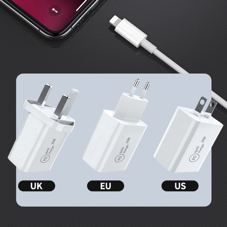 SDC-20W 2 in 1 PD 20W USB-C / Type-C Travel Charger + 3A PD3.0 USB-C / Type-C to 8 Pin Fast Charge Data Cable Set, Cable Length: 1m, EU Plug by buy2fix