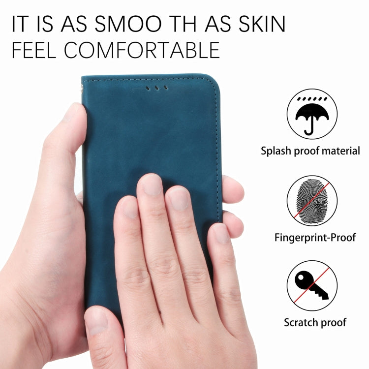 For Huawei P smart 2021 Retro Skin Feel Business Magnetic Horizontal Flip Leather Case(Blue) - Huawei Cases by buy2fix | Online Shopping UK | buy2fix