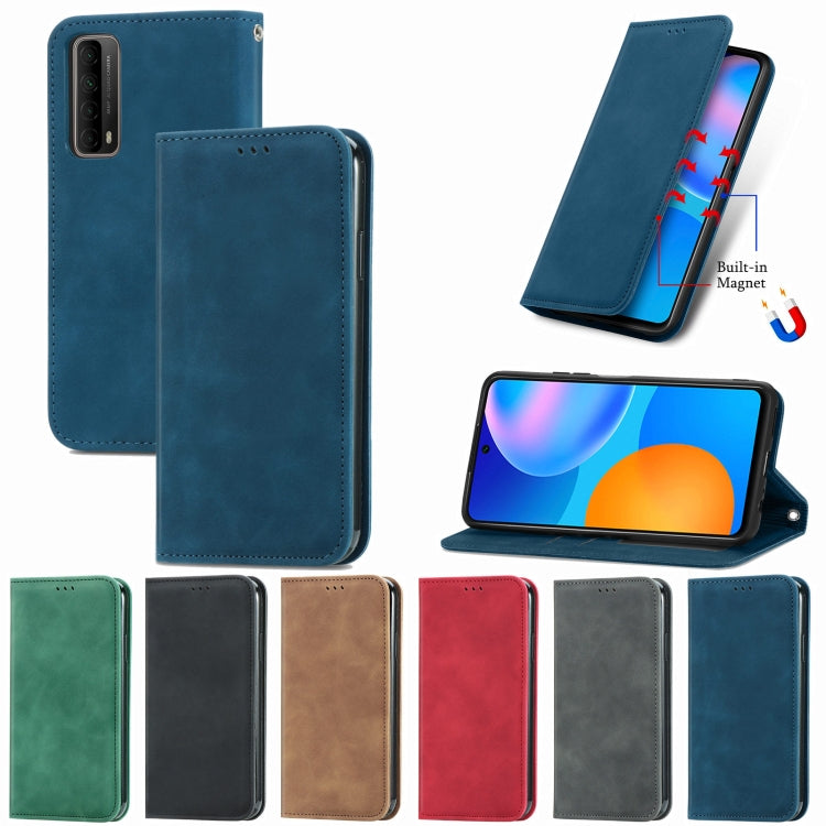 For Huawei P smart 2021 Retro Skin Feel Business Magnetic Horizontal Flip Leather Case(Blue) - Huawei Cases by buy2fix | Online Shopping UK | buy2fix