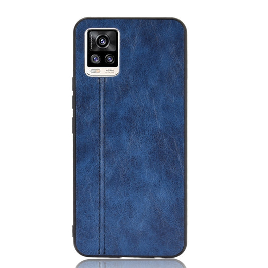 For Vivo V20 Shockproof Sewing Cow Pattern Skin PC + PU + TPU Case(Blue) by buy2fix
