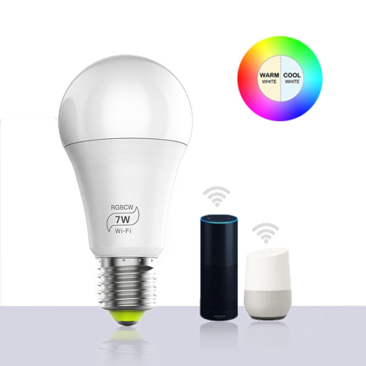 7W E27 RGBCW WIFI LED smart bulb wireless smart home automation light(RGBCW+Warm White+White) - Smart Light Bulbs by buy2fix | Online Shopping UK | buy2fix