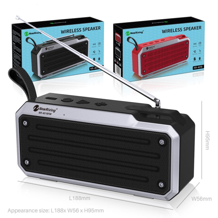 NewRixing NR4018FM TWS Portable Stereo Bluetooth Speaker, Support TF Card / FM / 3.5mm AUX / U Disk / Hands-free Call(Blue) by NewRixing