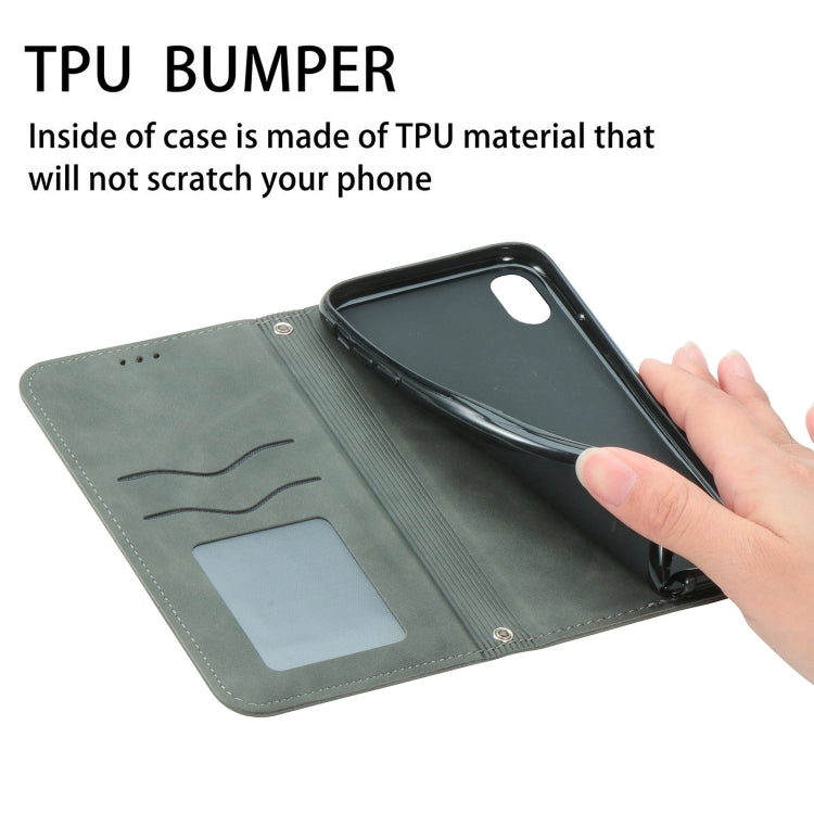 Retro Skin Feel Business Magnetic Horizontal Flip Leather Case With Holder & Card Slots & Wallet & Photo Frame For OnePlus 8(Grey) - OnePlus Cases by buy2fix | Online Shopping UK | buy2fix