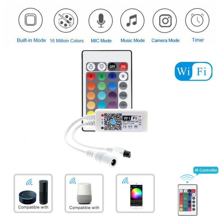 Smart Phone Control Music and Timer Mode Home Mini WIFI LED RGB Controller, type:RGBW Controller - LED Controller by buy2fix | Online Shopping UK | buy2fix