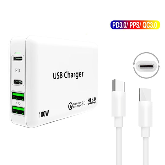 PD65W-A9 PD 65W Dual Dort USB-C / Type-C + Dual USB Charger with 5A USB-C / Type-C to USB-C / Type-C Fast Charging Cable for Apple MacBook Series EU Plug by buy2fix