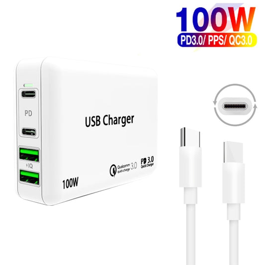 PD65W-A9 PD 65W Dual Dort USB-C / Type-C + Dual USB Charger with 5A USB-C / Type-C to USB-C / Type-C Fast Charging Cable for Apple MacBook Series US Plug by buy2fix