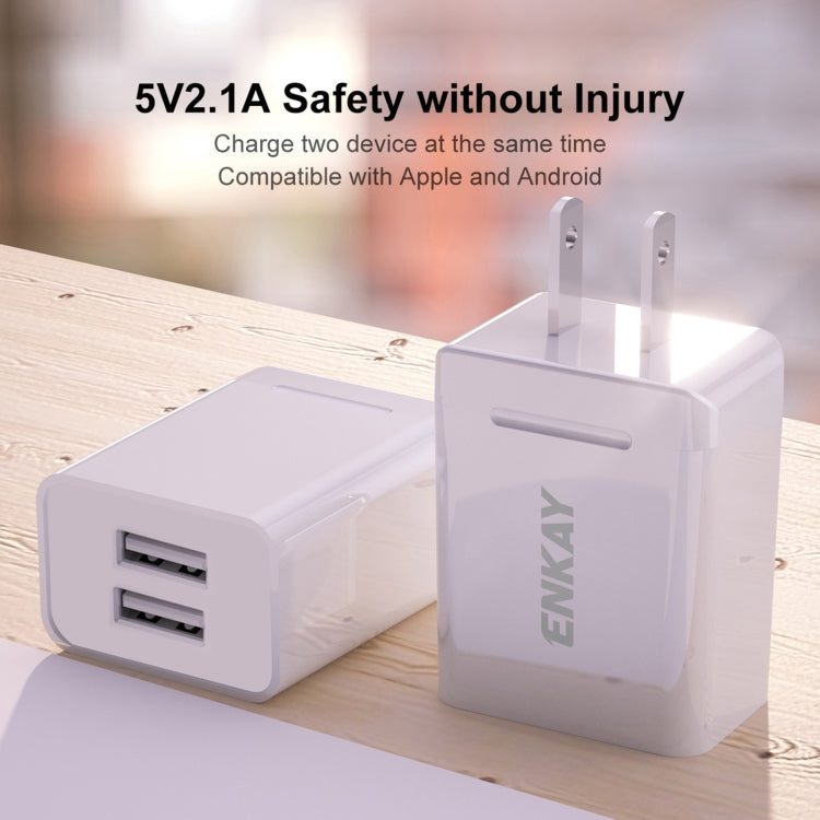ENKAY Hat-Prince U008-1 10.5W 2.1A Dual USB Fast Charging Travel Charger Power Adapter, US Plug - USB Charger by ENKAY | Online Shopping UK | buy2fix