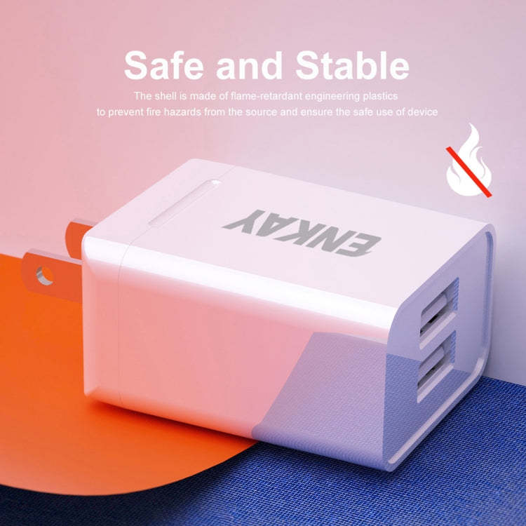 ENKAY Hat-Prince U008-1 10.5W 2.1A Dual USB Fast Charging Travel Charger Power Adapter, US Plug - USB Charger by ENKAY | Online Shopping UK | buy2fix