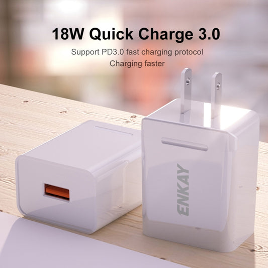 ENKAY Hat-Prince U036 18W USB QC3.0 Fast Charging Travel Charger Power Adapter, US Plug by ENKAY