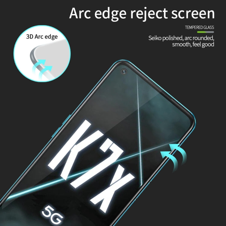 For OPPO K7x PINWUYO 9H 3D Curved Full Screen Explosion-proof Tempered Glass Film(Black) - OPPO Tempered Glass by PINWUYO | Online Shopping UK | buy2fix