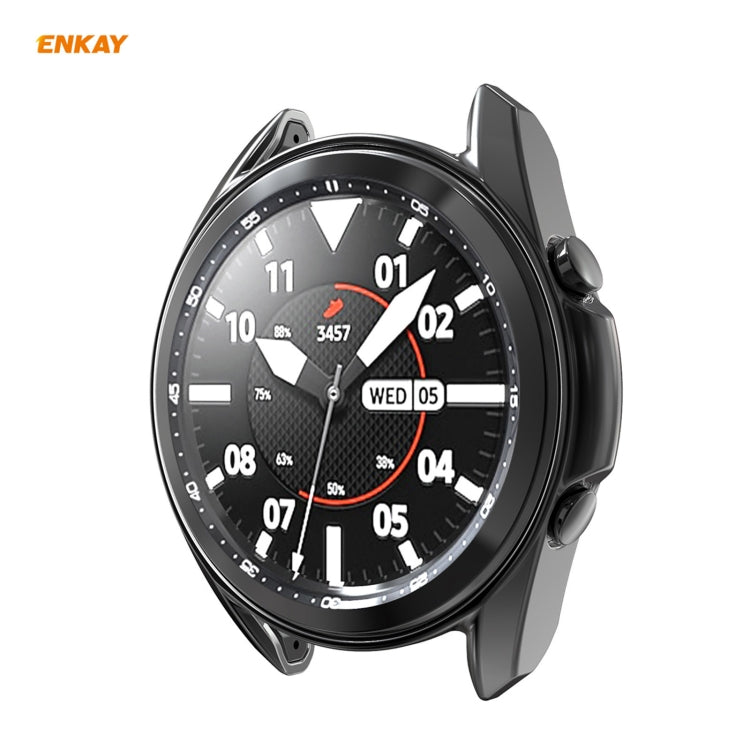 For Samsung Galaxy Watch 3 45mm 2 in 1 ENKAY Hat-Prince Electroplate Soft TPU Case + 0.2mm 9H 2.15D Curved Edge Tempered Glass Film(Black) - Watch Cases by ENKAY | Online Shopping UK | buy2fix