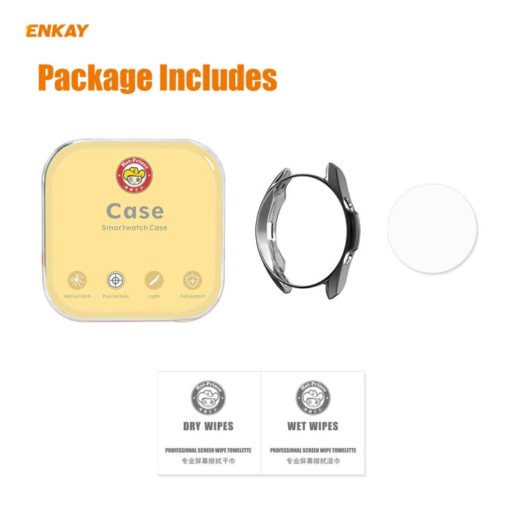 For Samsung Galaxy Watch 3 45mm 2 in 1 ENKAY Hat-Prince Electroplate Soft TPU Case + 0.2mm 9H 2.15D Curved Edge Tempered Glass Film(Black) - Watch Cases by ENKAY | Online Shopping UK | buy2fix