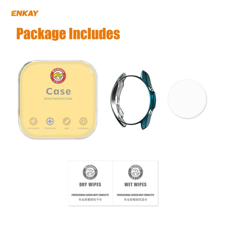 For Samsung Galaxy Watch 3 45mm 2 in 1 ENKAY Hat-Prince Electroplate Soft TPU Case + 0.2mm 9H 2.15D Curved Edge Tempered Glass Film(Cyan) - Watch Cases by ENKAY | Online Shopping UK | buy2fix