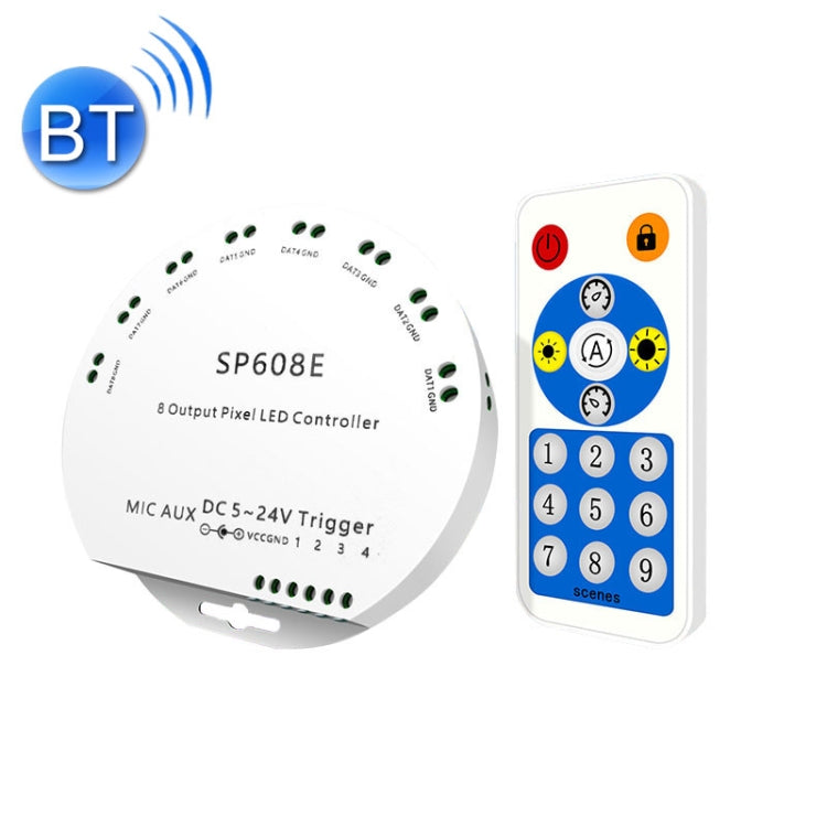 SP608E Dual Signal Output Mobile APP Control Bluetooth LED Controller Kit for WS2812B WS2811 1903 1804 Pixel LED Strip, DC5V~24V - LED Controller by buy2fix | Online Shopping UK | buy2fix