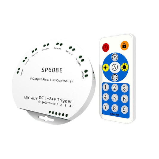 SP608E Dual Signal Output Mobile APP Control Bluetooth LED Controller Kit for WS2812B WS2811 1903 1804 Pixel LED Strip, DC5V~24V by buy2fix