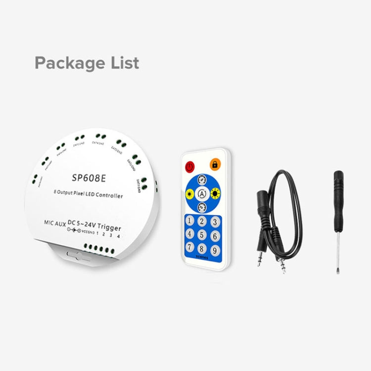 SP608E Dual Signal Output Mobile APP Control Bluetooth LED Controller Kit for WS2812B WS2811 1903 1804 Pixel LED Strip, DC5V~24V - LED Controller by buy2fix | Online Shopping UK | buy2fix