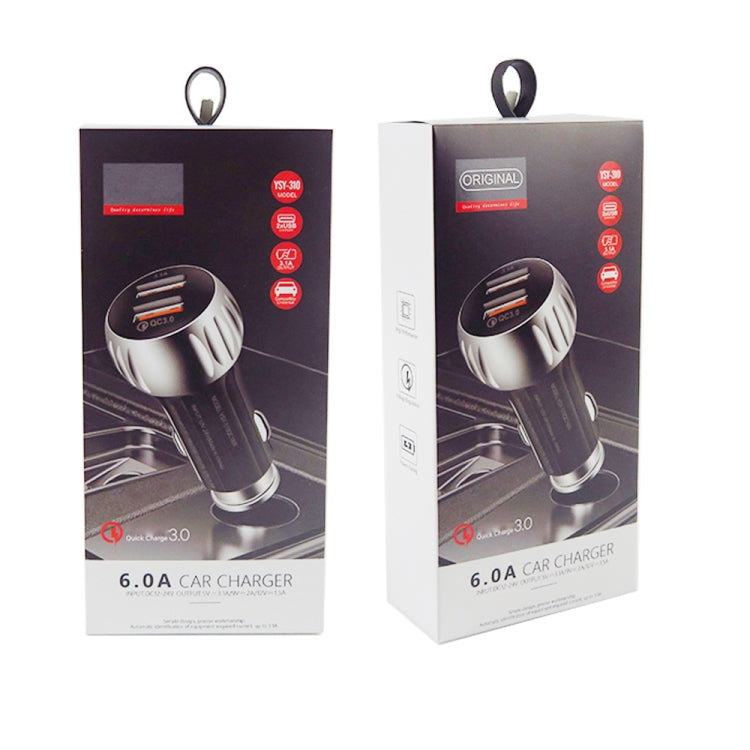 YSY-310QC18W QC3.0 Dual Port USB Car Charger for Apple / Huawei / Samsung / Xiaomi(Black) by buy2fix