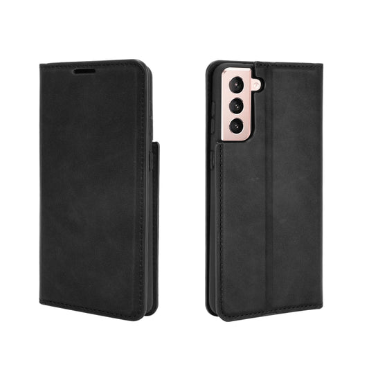 For Samsung Galaxy S21 Plus 5G Retro-skin Business Magnetic Suction Leather Case with Holder & Card Slots & Wallet(Black) by buy2fix