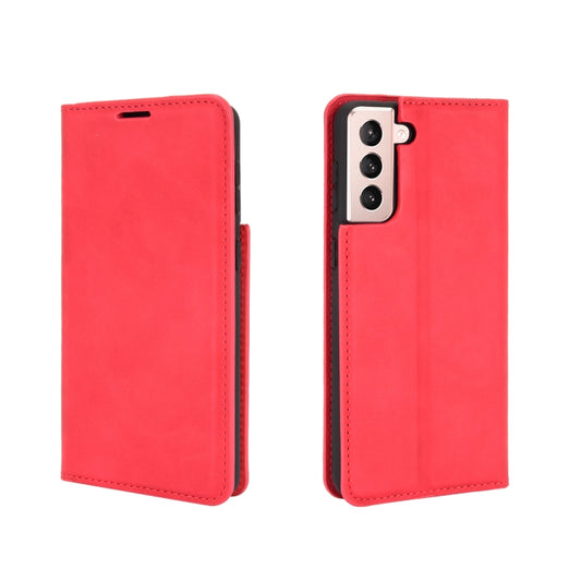 For Samsung Galaxy S21 Plus 5G Retro-skin Business Magnetic Suction Leather Case with Holder & Card Slots & Wallet(Red) by buy2fix