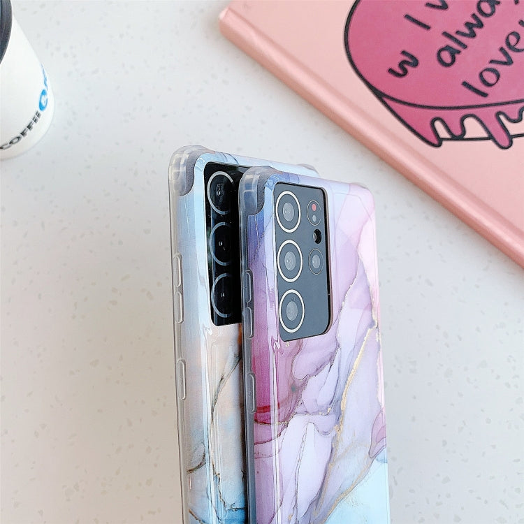 For Samsung Galaxy S21 Plus 5G Four Corners Anti-Shattering Flow Gold Marble IMD Phone Back Cover Case(Pink Blue LD5) - Galaxy S21+ 5G Cases by buy2fix | Online Shopping UK | buy2fix