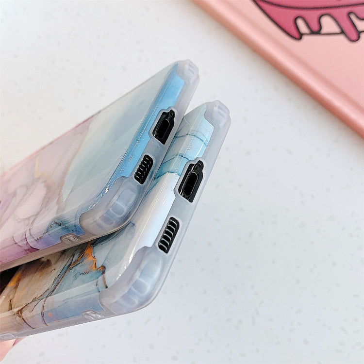 For Samsung Galaxy S21 Plus 5G Four Corners Anti-Shattering Flow Gold Marble IMD Phone Back Cover Case(Pink Blue LD5) - Galaxy S21+ 5G Cases by buy2fix | Online Shopping UK | buy2fix