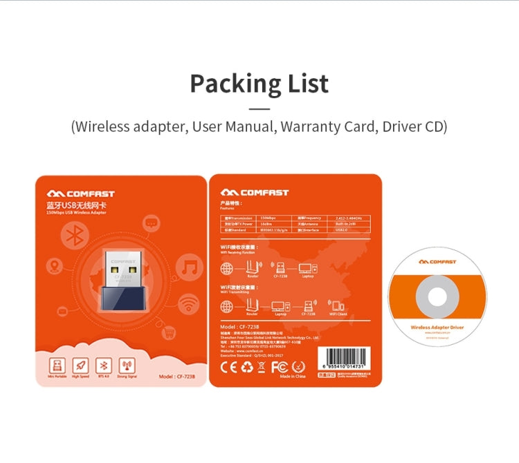 COMFAST CF-723B Mini 2 in 1 USB Bluetooth WiFi Adapter 150Mbps Wireless Network Card Receiver by COMFAST