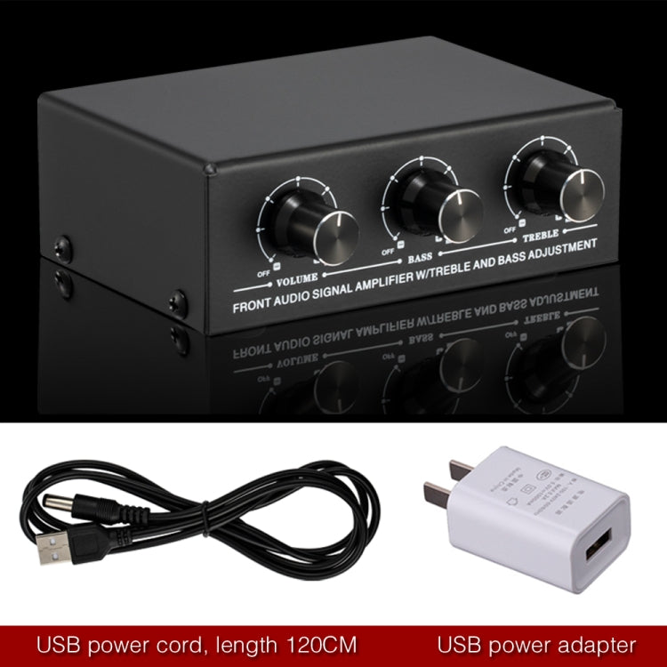B057 Front Stereo Sound Amplifier Headphone Speaker Amplifier Booster with High And Low Bass Adjustment 2-Way Mixing, USB 5V Power Supply, US Plug by buy2fix