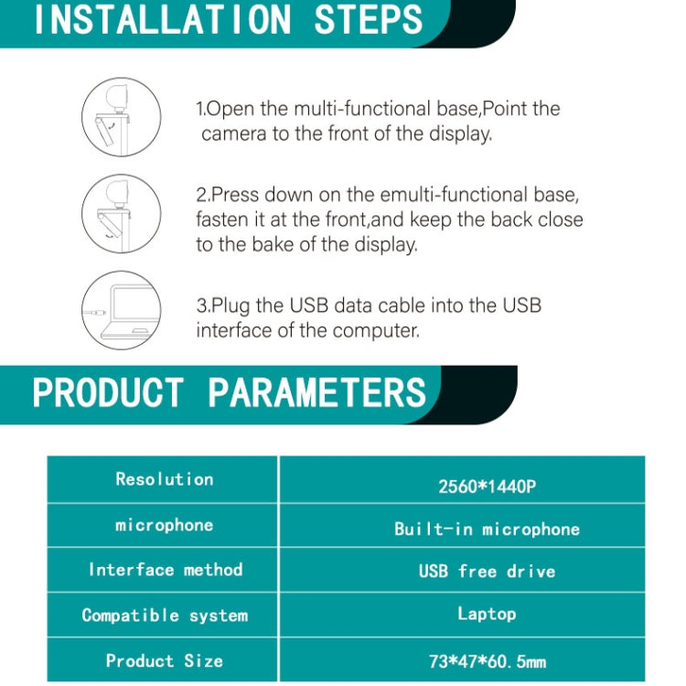 C11 2K Picture Quality HD Without Distortion 360 Degrees Rotate Built-in Microphone Sound Clear Webcams with Tripod(Blue) - by buy2fix | Online Shopping UK | buy2fix