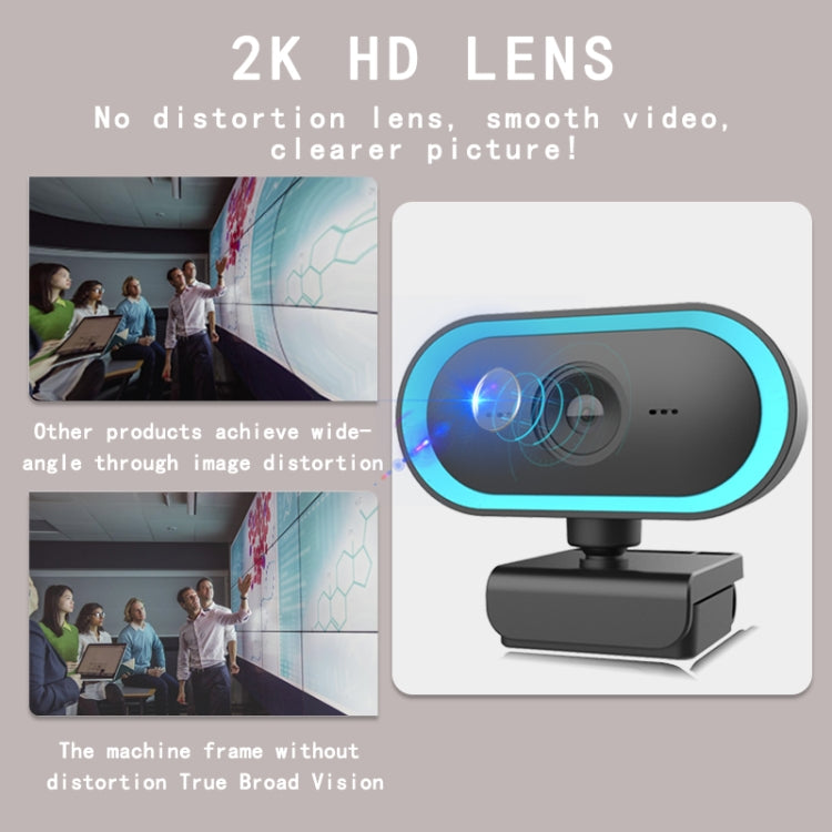 C11 2K Picture Quality HD Without Distortion 360 Degrees Rotate Built-in Microphone Sound Clear Webcams with Tripod(Blue) - by buy2fix | Online Shopping UK | buy2fix