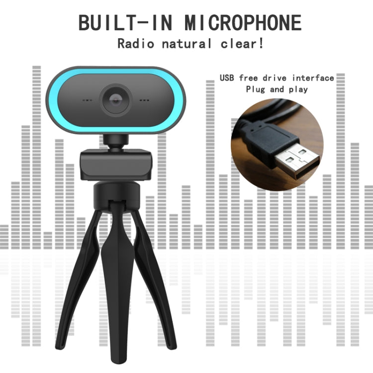 C11 2K Picture Quality HD Without Distortion 360 Degrees Rotate Built-in Microphone Sound Clear Webcams with Tripod(Blue) - by buy2fix | Online Shopping UK | buy2fix