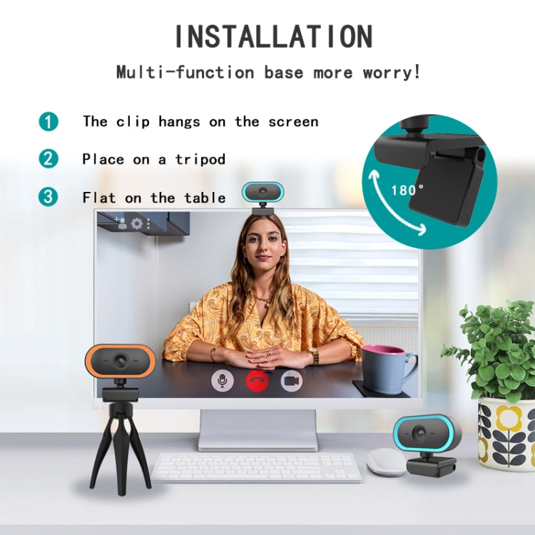 C11 2K Picture Quality HD Without Distortion 360 Degrees Rotate Built-in Microphone Sound Clear Webcams with Tripod(Blue) - by buy2fix | Online Shopping UK | buy2fix