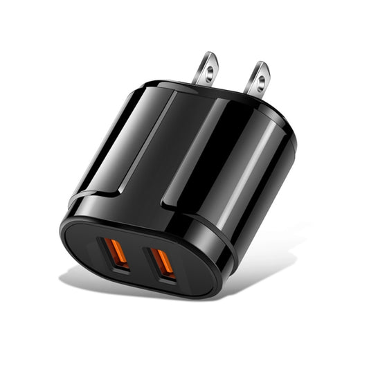 Dual USB Portable Travel Charger + 1 Meter USB to Micro USB Data Cable, US Plug(Black) by buy2fix