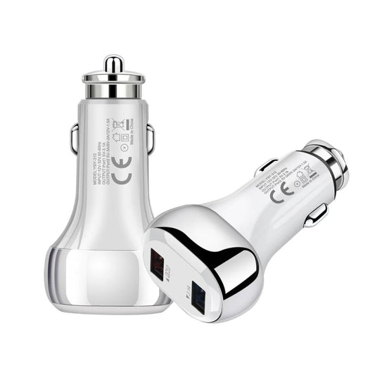 YSY-312 2 in 1 18W Portable QC3.0 Dual USB Car Charger + 1m 3A USB to Micro USB Data Cable Set(White) by buy2fix