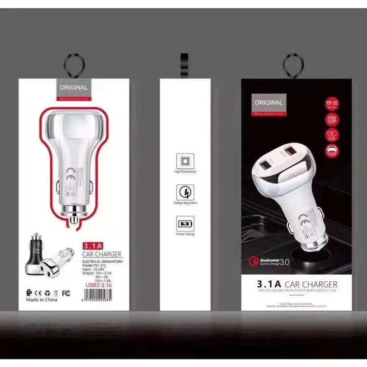 YSY-312 2 in 1 18W Portable QC3.0 Dual USB Car Charger + 1m 3A USB to 8 Pin Data Cable Set(Black) by buy2fix