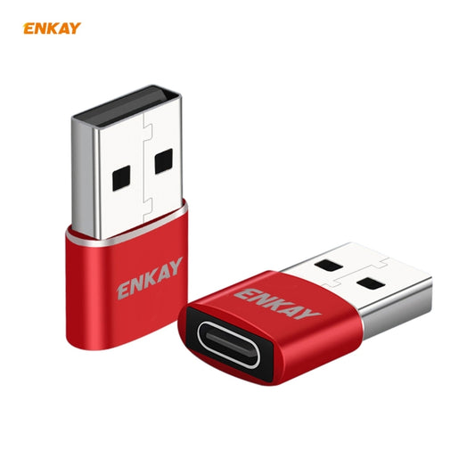 ENKAY ENK-AT105 USB Male to USB-C / Type-C Female Aluminium Alloy Adapter Converter, Support Quick Charging & Data Transmission(Red) by ENKAY