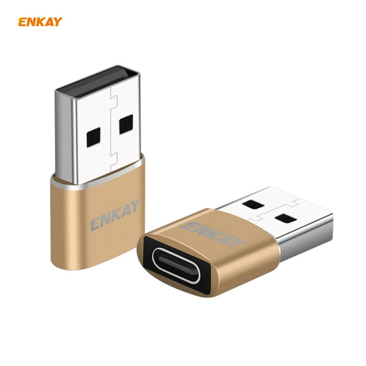 ENKAY ENK-AT105 USB Male to USB-C / Type-C Female Aluminium Alloy Adapter Converter, Support Quick Charging & Data Transmission(Gold) by ENKAY