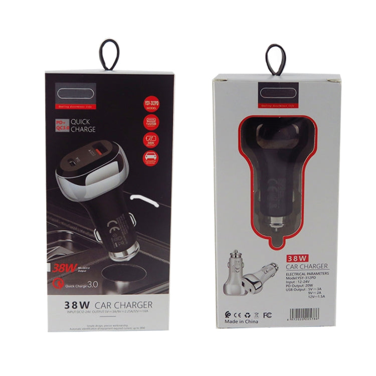 YSY-312PD PD 20W USB-C / Type-C + QC3.0 18W USB Interface 38W High-power Car Charger(Black) by buy2fix