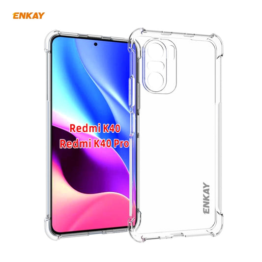 For Redmi K40 / K40 Pro / K40 Pro+ Hat-Prince ENKAY Clear TPU Shockproof Case Soft Anti-slip Cover + 0.26mm 9H 2.5D Full Glue Full Coverage Tempered Glass Protector Film by ENKAY