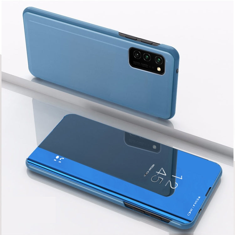 For Samsung Galaxy A52 5G/4G Plated Mirror Horizontal Flip Leather Case with Holder(Blue) - Galaxy Phone Cases by buy2fix | Online Shopping UK | buy2fix