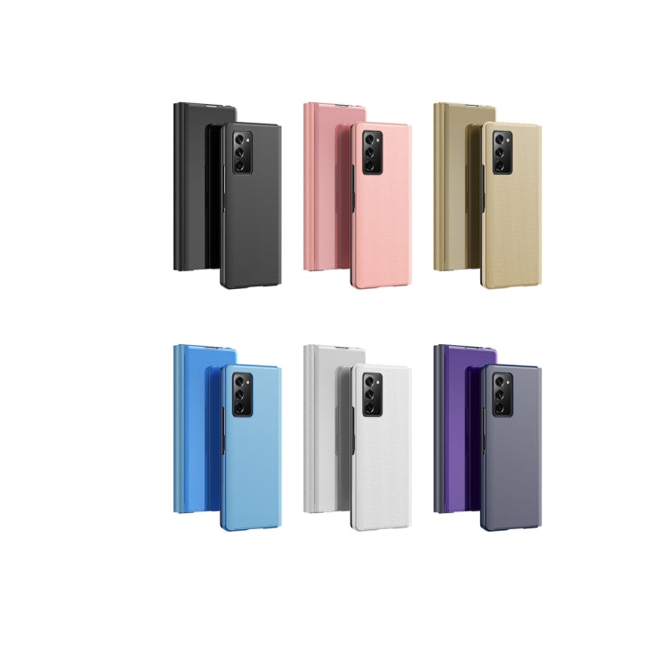 For Samsung Galaxy Z Fold2 5G Plated Mirror Horizontal Flip Leather Case with Holder(Gold) by buy2fix