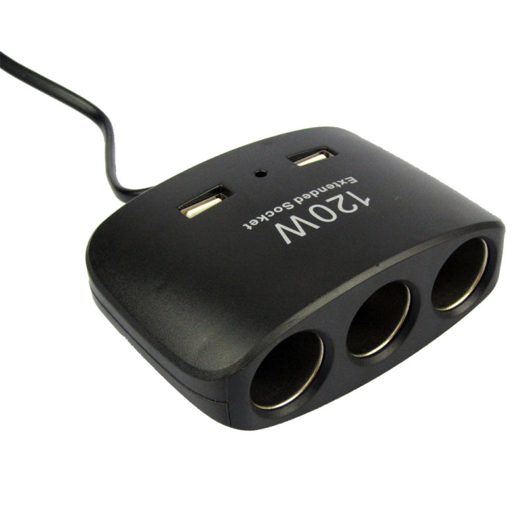120W Car Cigarette Lighter Adapter, 3-Socket Cigarette Lighter Splitter with Dual USB Car Charger for iPhone iPad Samsung GPS Dashcam by buy2fix