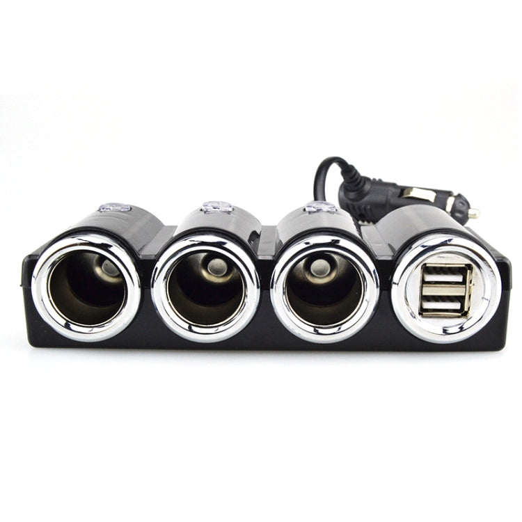Car Cigarette Lighter Socket Splitter Dual USB Port Car Charger 3-Way Adapter - Cigar Socket by buy2fix | Online Shopping UK | buy2fix