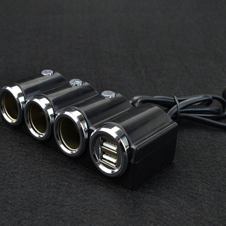 Car Cigarette Lighter Socket Splitter Dual USB Port Car Charger 3-Way Adapter - Cigar Socket by buy2fix | Online Shopping UK | buy2fix