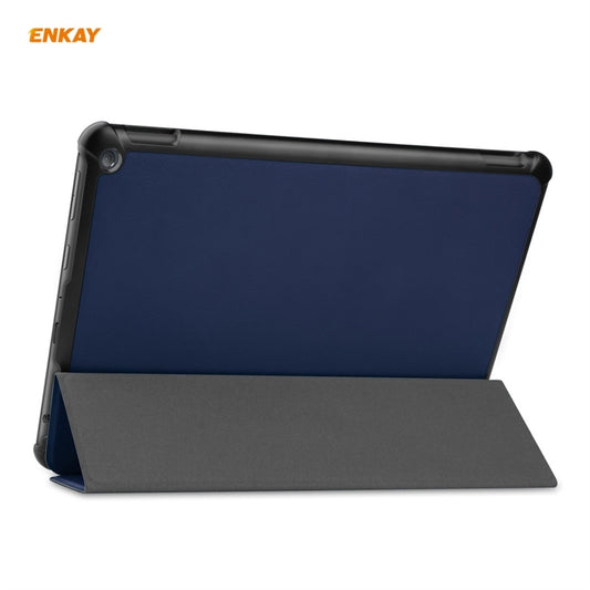 ENKAY PU Leather + Plastic Smart Case with Three-folding Holder for Amazon Fire HD 10 / 10 Plus (2021)(Dark Blue) by ENKAY