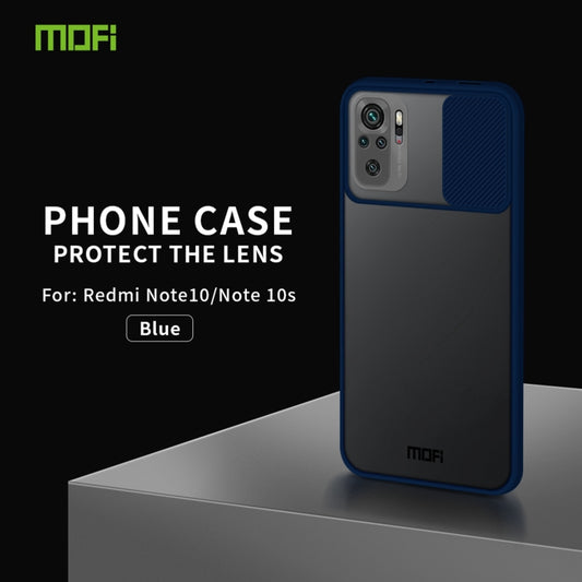 For Xiaomi Redmi Note 10 4G / Note 10S MOFI Xing Dun Series Translucent Frosted PC + TPU Privacy Anti-glare Shockproof All-inclusive Protective Case(Blue) by MOFI